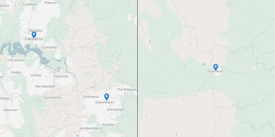 Map of Island Solar's Queanbeyan and Canberra service area